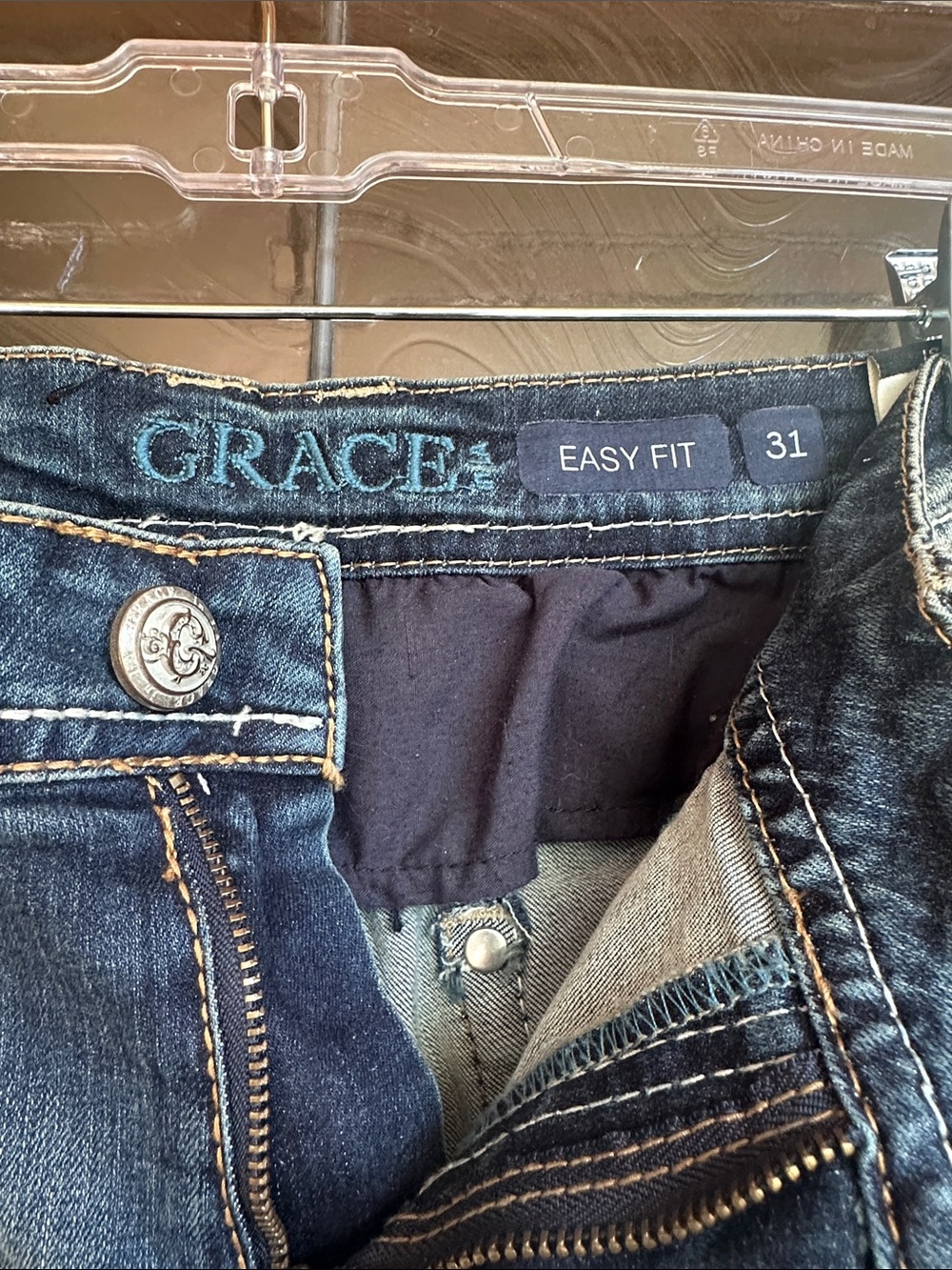 Grace in LA Blue Embroidered Skinny Jeans - Picture 4 of 5